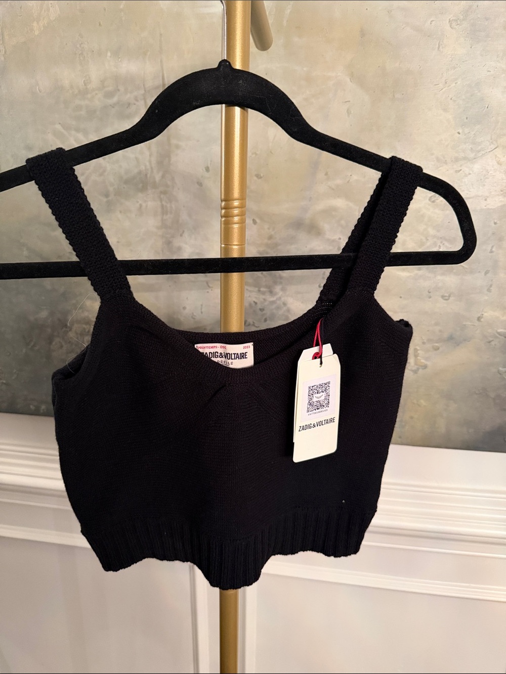Zadig & Voltaire Black Cropped Knit Tank